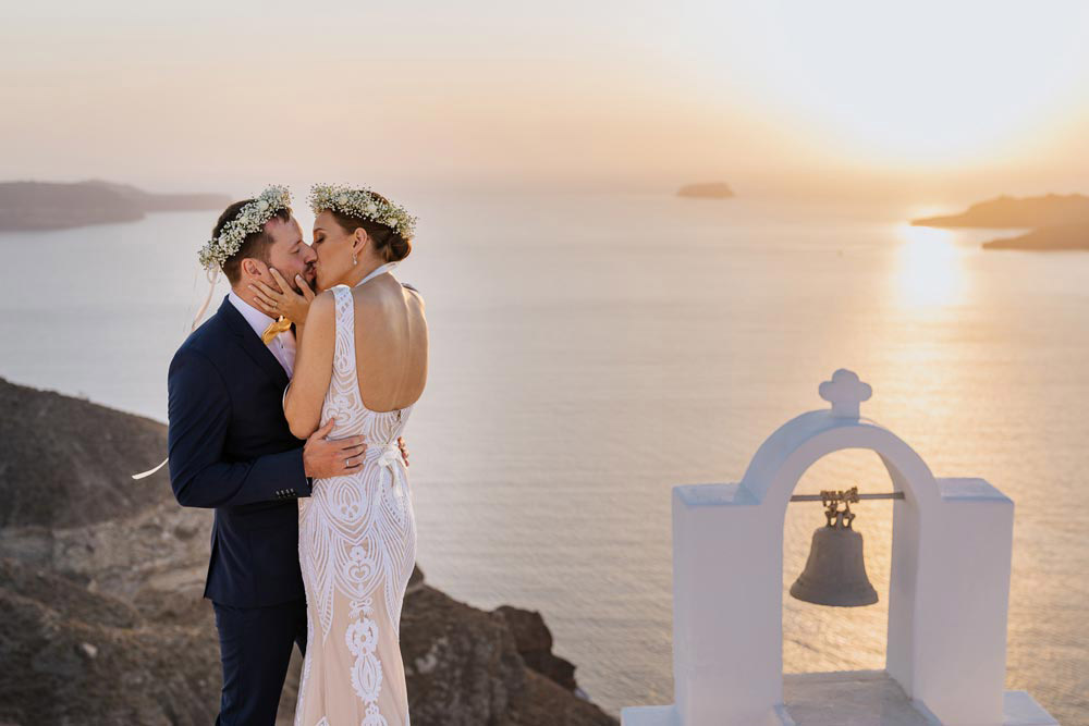 Santorini sunset wedding at Villa Irini Chapel