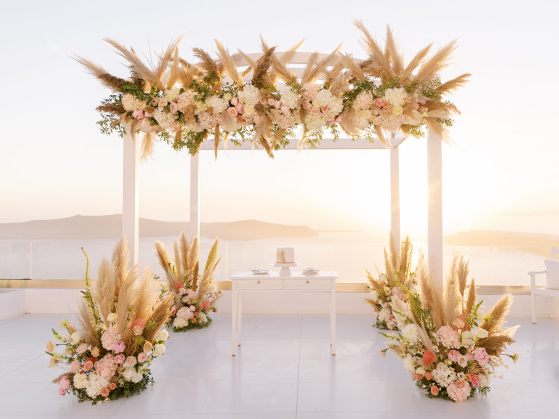 Andromeda Villas Santorini, beautiful cliffside wedding terrace in Santorini